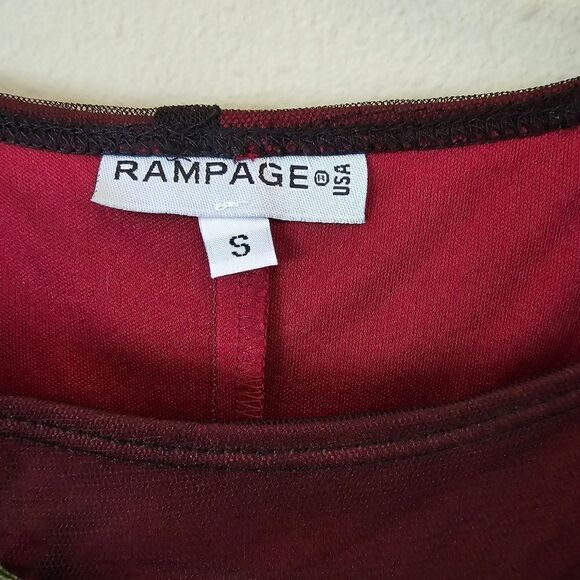 Vintage RAMPAGE Women's Maxi Dress Red- Black Mesh Overlay/ 3D Size Small Y2K - Picture 5 of 10